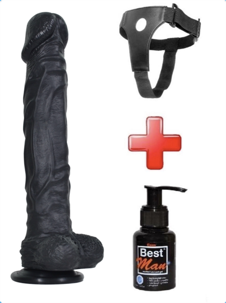 25 cm Belden Bağlamalı Et Dokusunda Süper Realistik Zenci Penis - J. Knight