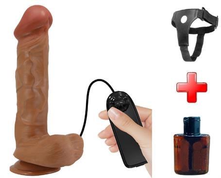 26 cm Belden Bağlamalı Çift Katmanlı Gerçekçi Titreşimli Dildo Vibratör Penis