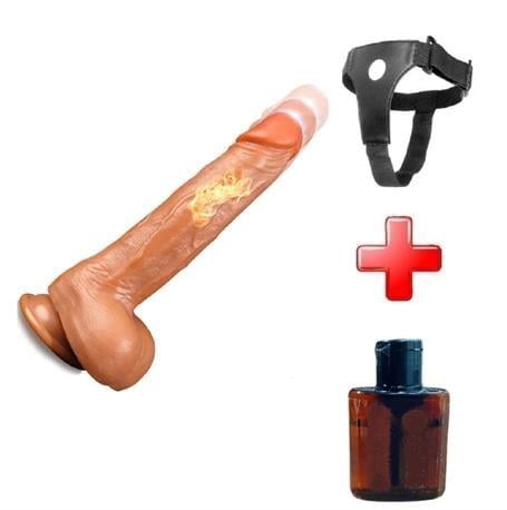 Belden Bağlamalı USB Şarjlı Uzaktan Kumandalı 23 cm İleri Geri Hareketli Titreşimli Isıtmalı Dildo