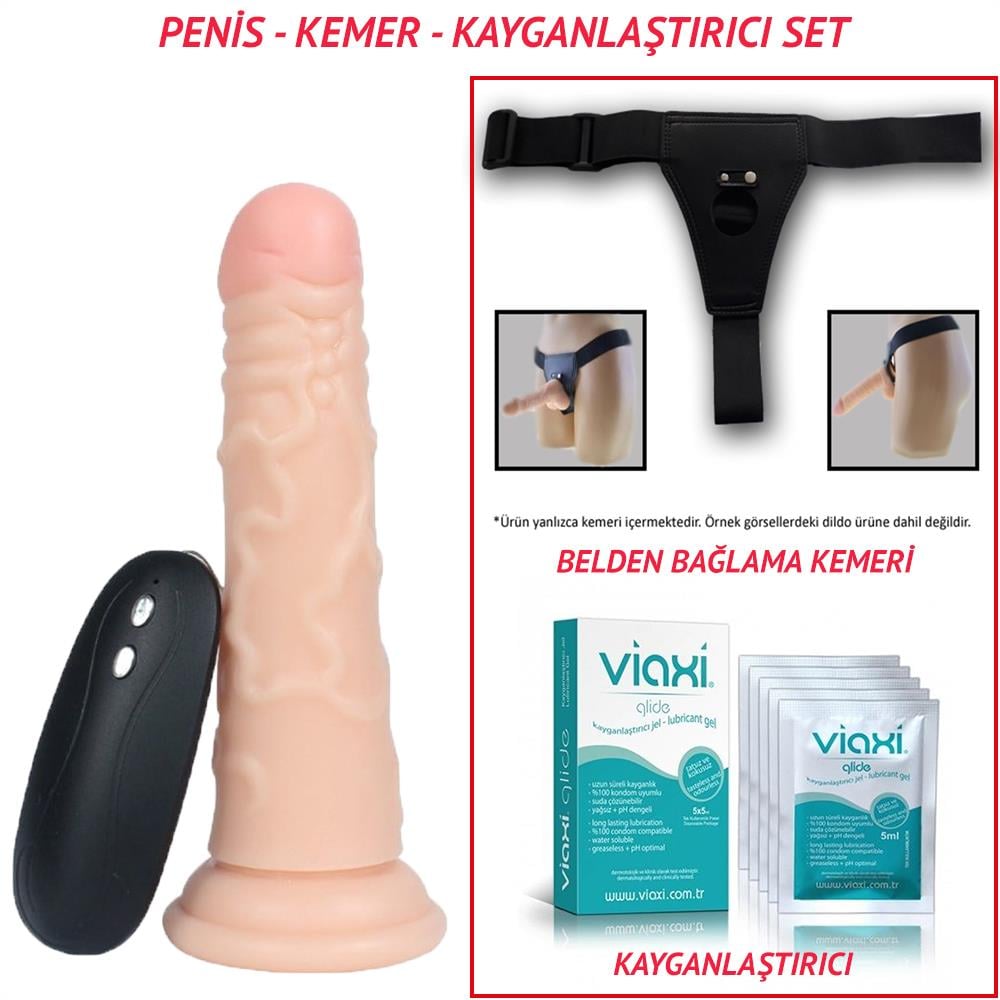 Glenn Belden Bağlamalı 16,5cm Realistik Testissiz Titreşimli Dildo Penis Seti