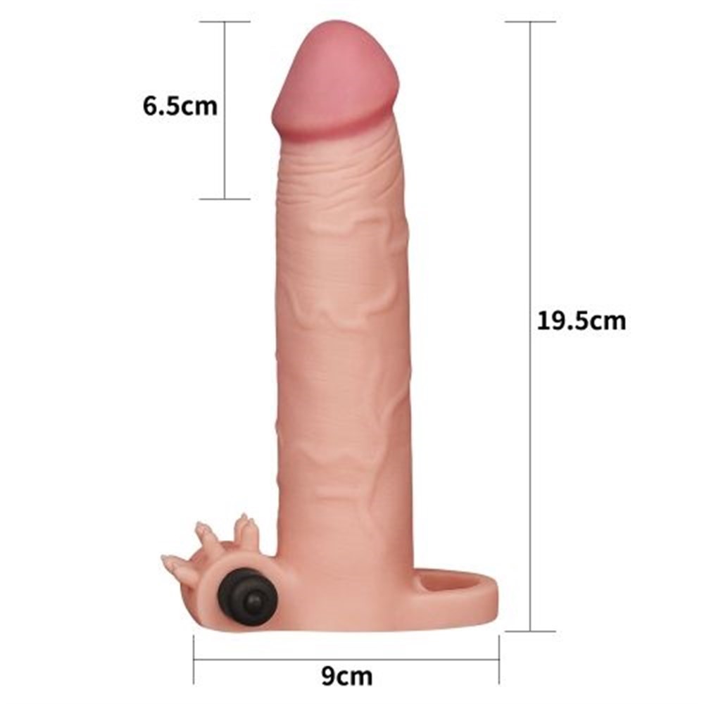 X-Tender 19,5cm Realistik 6,5cm Dolgulu Titreşimli Uzatmalı Penis Kılıfı