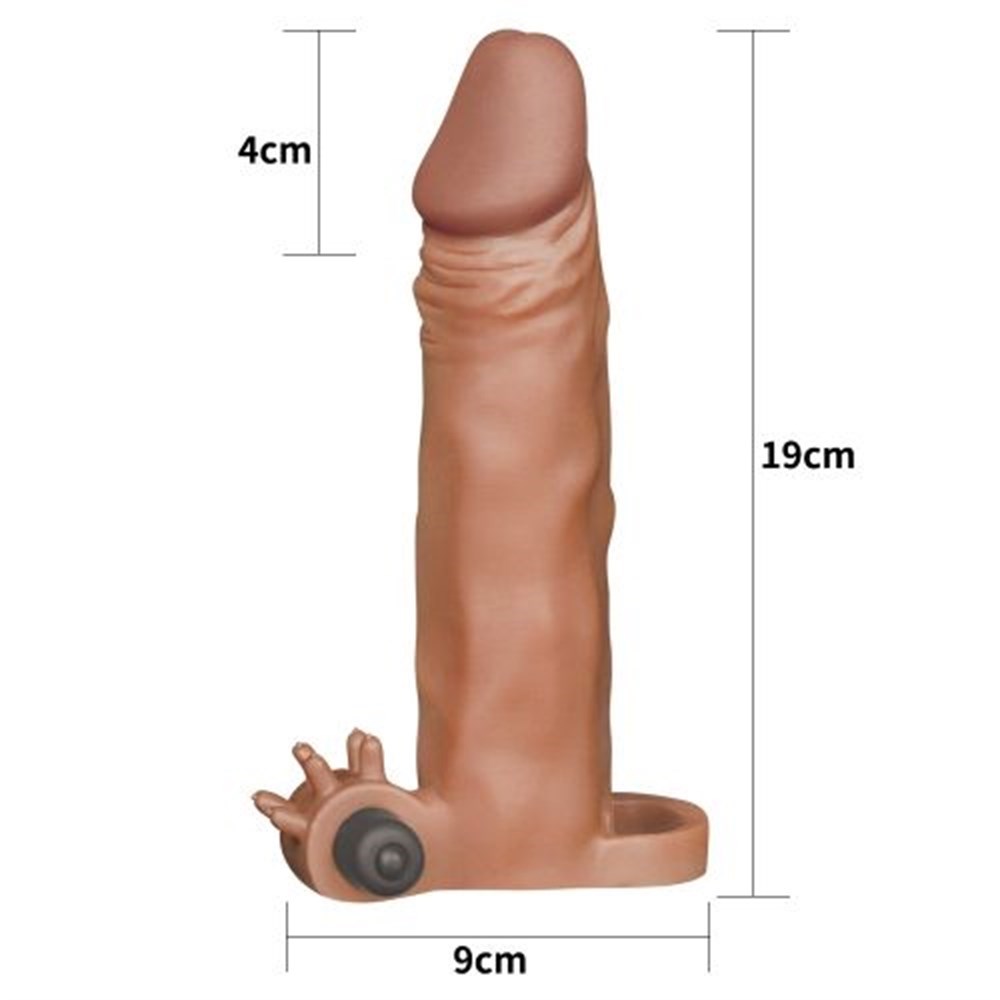X-Tender 19cm Realistik Melez 4cm Dolgulu Titreşimli Uzatmalı Penis Kılıfı