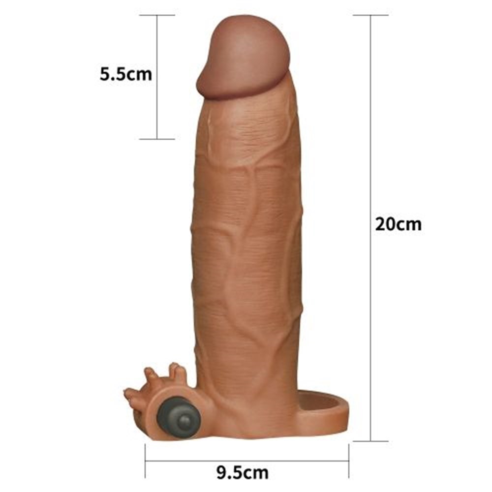 X-Tender 20cm Realistik 5,5cm Dolgulu Titreşimli Uzatmalı Penis Kılıfı