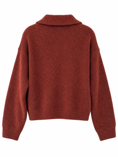 Retrobird Darcy Polo Yaka Cepli Koyu Kiremit Triko Hırka