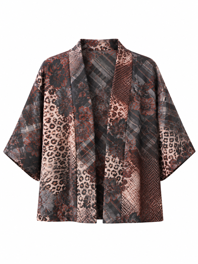 Retrobird Tasarım Çok Renkli Boho Mini Kimono