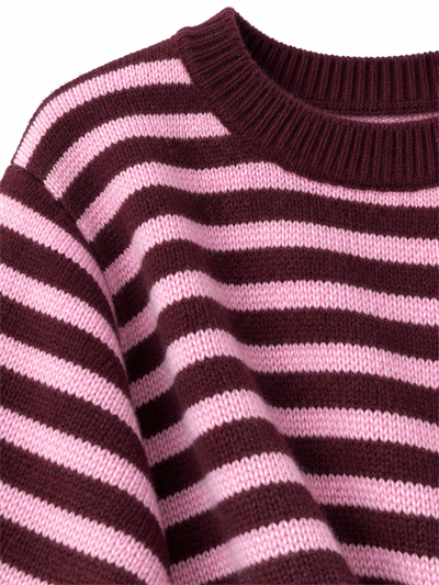 Retrobird Livia Oversize Çizgili Pembe - Bordo Triko Kazak