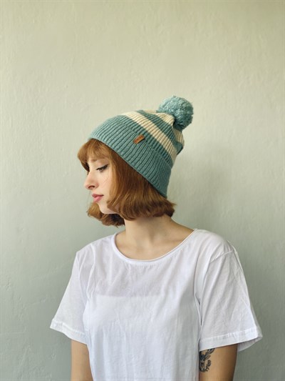 Retrobird Standart Kalıp Çizgili Pamuk Akrilik İplikten Renkli Unisex 2li Bere Seti