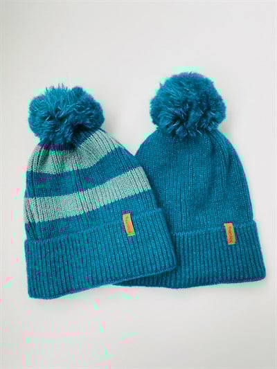 Retrobird Standart Kalıp Pamuk Akrilik İplikten Renkli Unisex 2li Bere Seti