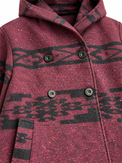 Retrobird Urban Retro Hooded Oversize Burgundy - Black Jacket Coat