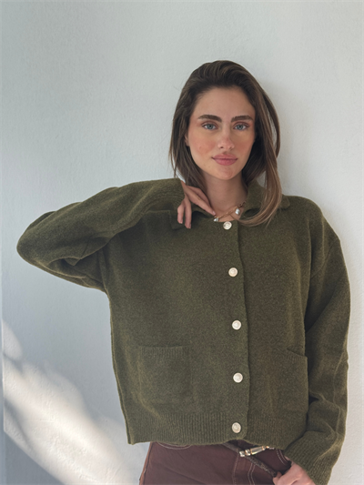 Retrobird Darcy Polo Yaka Cepli Haki Triko Hırka
