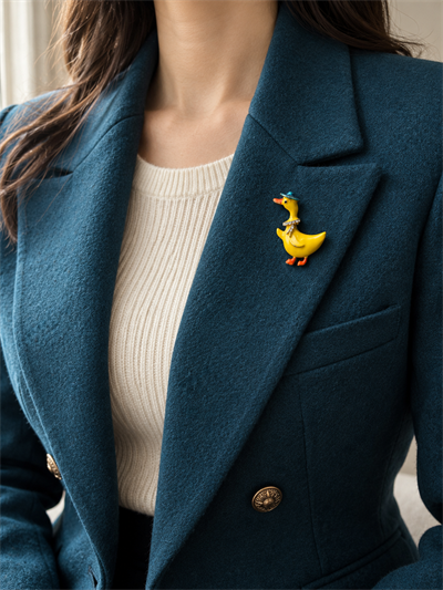 Retrobird Romy Sarı Ördek Figürlü Vintage Broş