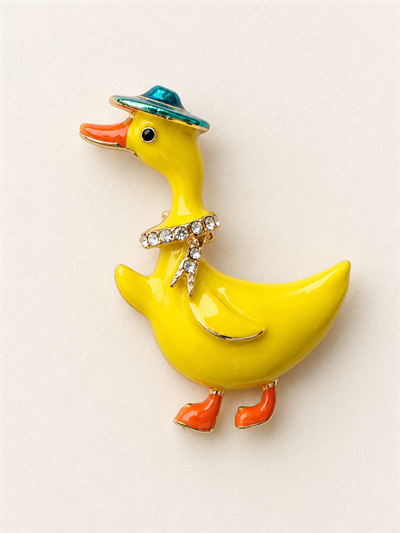 Retrobird Romy Sarı Ördek Figürlü Vintage Broş