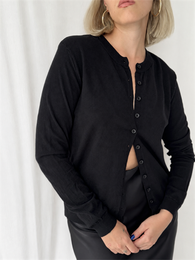 Retrobird Thea Bisiklet Yaka Siyah Basic İnce Triko Hırka