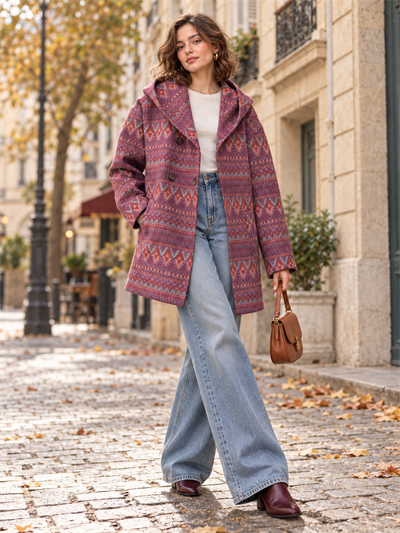 Retrobird Urban Retro Hooded Oversize Pink Jacket Coat