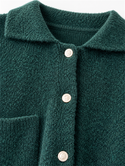Retrobird Darcy Polo Yaka Cepli Koyu Yeşil Triko Hırka