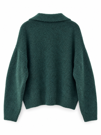 Retrobird Darcy Polo Yaka Cepli Koyu Yeşil Triko Hırka