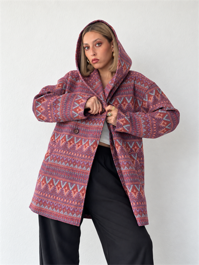 Retrobird Urban Retro Hooded Oversize Pink Jacket Coat
