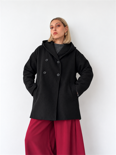 Retrobird Urban Retro Hooded Oversize Textured Charcoal Colored Winter Jacket/Coat