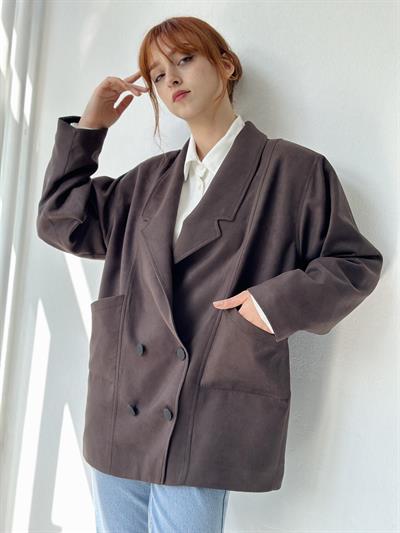 Retrobird 90lar Retro Model Kahverengi Oversize Tasarım Ceket
