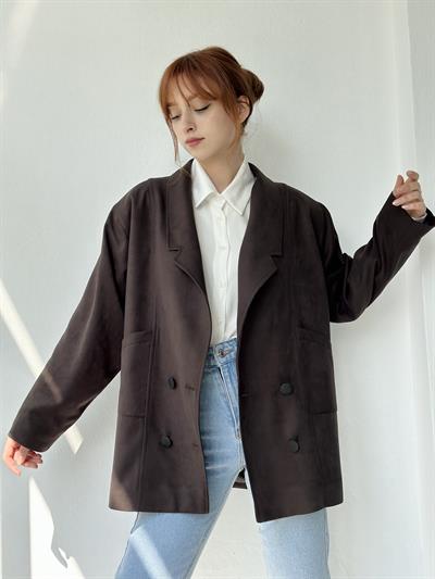 Retrobird 90lar Retro Model Kahverengi Oversize Tasarım Ceket