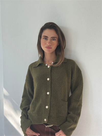 Retrobird Darcy Polo Yaka Cepli Haki Triko Hırka