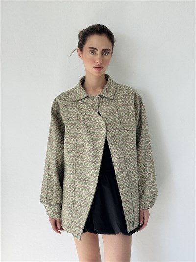 Retrobird Ruby Bomber Yeşil - Krem Ceket Mont