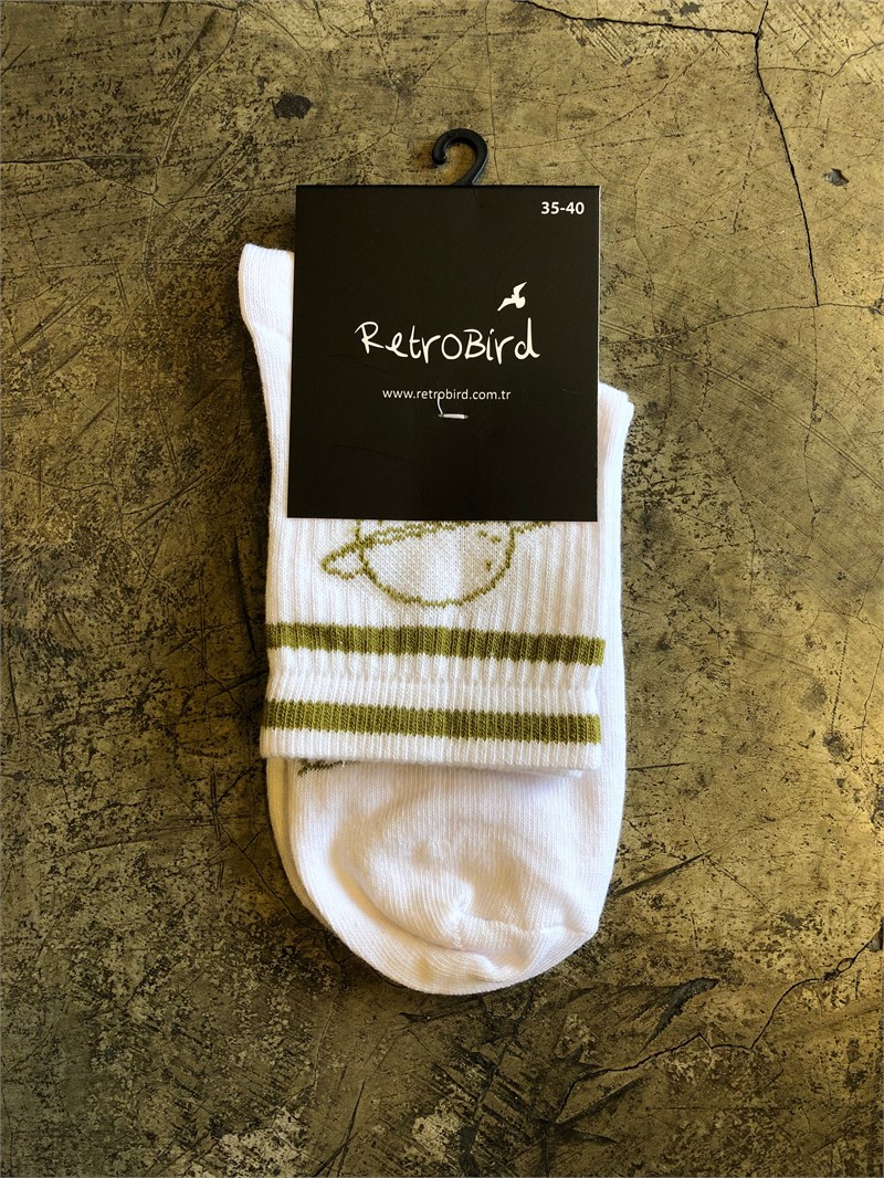 Retrobird Cotton Saturn Patterned Single Pair White Color Womens Socks