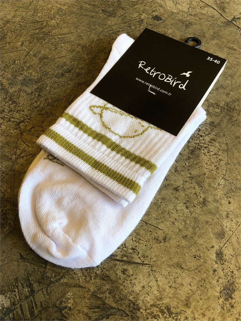 Retrobird Cotton Saturn Patterned Single Pair White Color Womens Socks