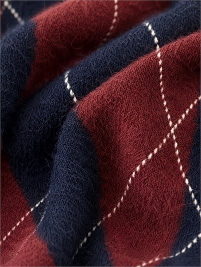 Retrobird Daphne Argyle Desenli Oversize Bordo - Lacivert Triko Kazak