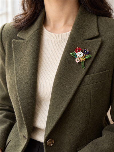 Retrobird Romy Çok Renkli Çiçek Buketi Vintage Broş