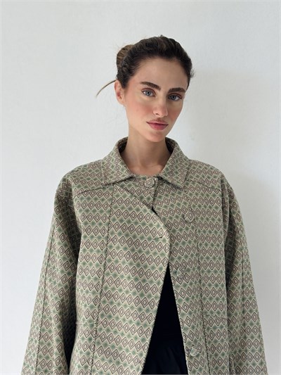 Retrobird Ruby Bomber Yeşil - Krem Ceket Mont