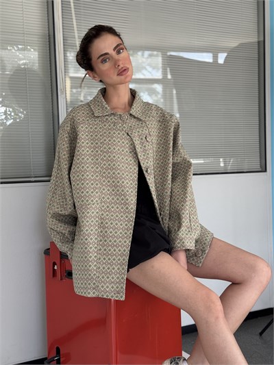 Retrobird Ruby Bomber Yeşil - Krem Ceket Mont