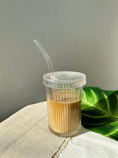 Retrobird Concept Gift Glass Cup Set with Lid and Straw