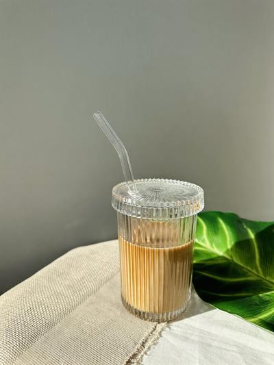 Retrobird Concept Gift Glass Cup Set with Lid and Straw