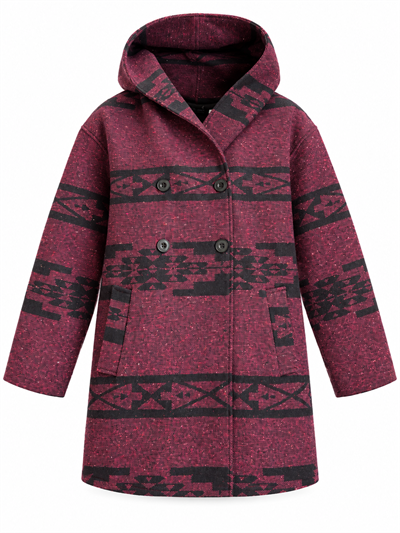 Retrobird Urban Retro Hooded Oversize Burgundy - Black Jacket Coat