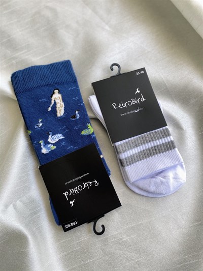 Retrobird Cotton Soft Texture Colorful 2-Pack Unisex Socks Set