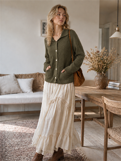 Retrobird Darcy Polo Yaka Cepli Haki Triko Hırka