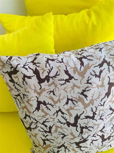 Retrobird Decorative Cotton Hidden Zippered 50x50 Brown Deer Patterned Pillowcase