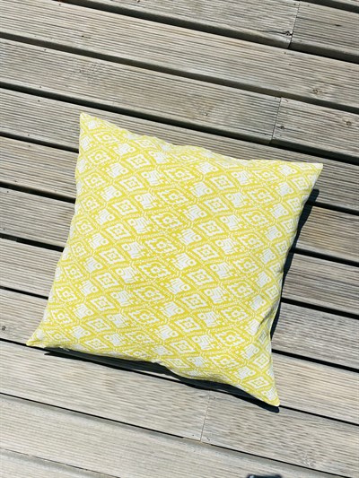 Retrobird Decorative Cotton Hidden Zippered 50x50 Lemon Yellow Bohemian Pillowcase