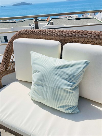 Retrobird Decorative Cotton Hidden Zippered 50x50 Green Petti Check Pillowcase