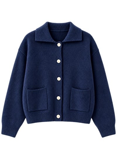 Retrobird Darcy Polo Yaka Cepli Lacivert Triko Hırka