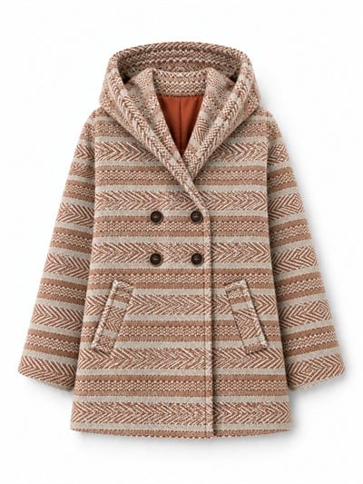 Retrobird Urban Retro Kapüşonlu Oversize Krem - Somon Ceket Kaban