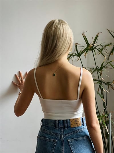 Retrobird Ekru Renkli Likralı Kadın Crop Üst