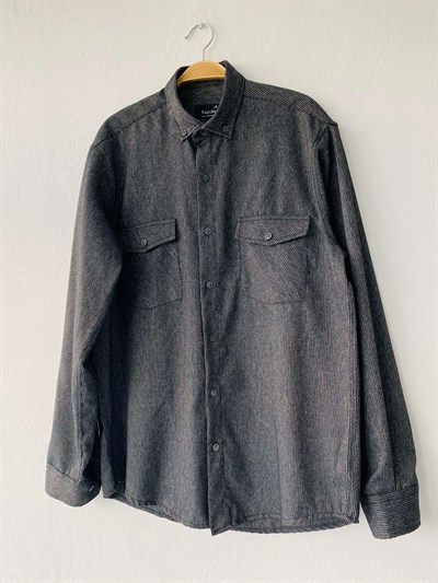 Retrobird Akrilik İplik Antrasit Renkli Geniş Kalıp Rahat Kesim Kalın Kışlık Erkek Gömlek