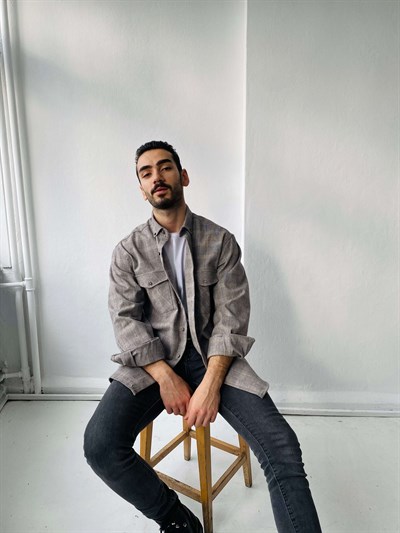 Retrobird Akrilik İplik Gri Renkli Geniş Kalıp Rahat Kesim Kalın Kışlık Erkek Gömlek