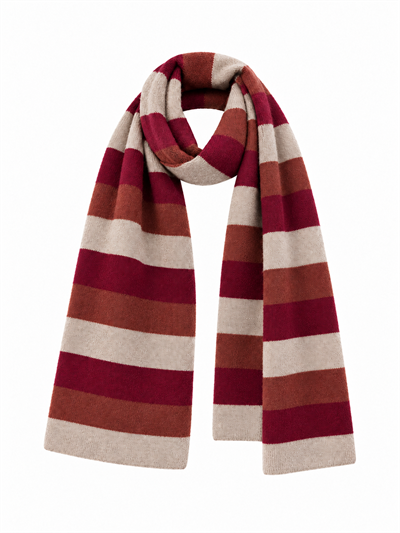 Retrobird Retro Çizgili Oversize Bordo Unisex Triko Atkı