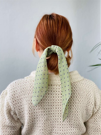 Retrobird Elasticated Colorful Mint Colored Hairclip and Scarf