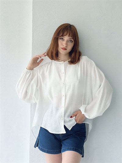 Retrobird Linda Relaxed Cut White Long Sleeve Shirt