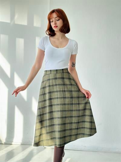 Retrobird Luna Midi Boy Uzun Haki Kloş Etek