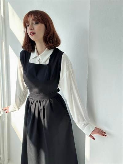 Retrobird Mandy Long Midi Length Vest Black Dress